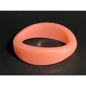 Vintage Chunky Opalescent Coral Pink Wavy Lucite Bangle Bracelet UV Glow Rave